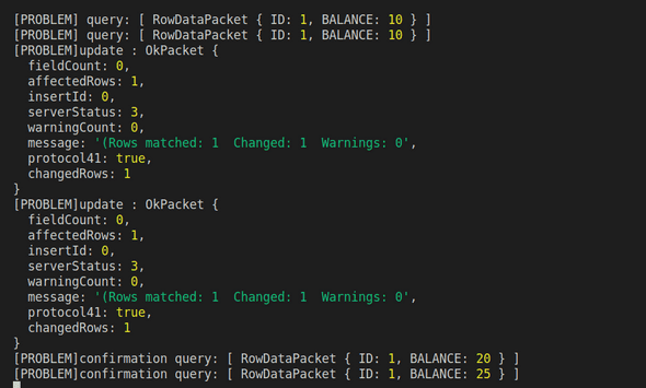 logs from the problem endpoint