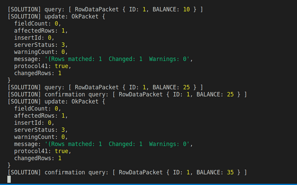 logs from the solution endpoint